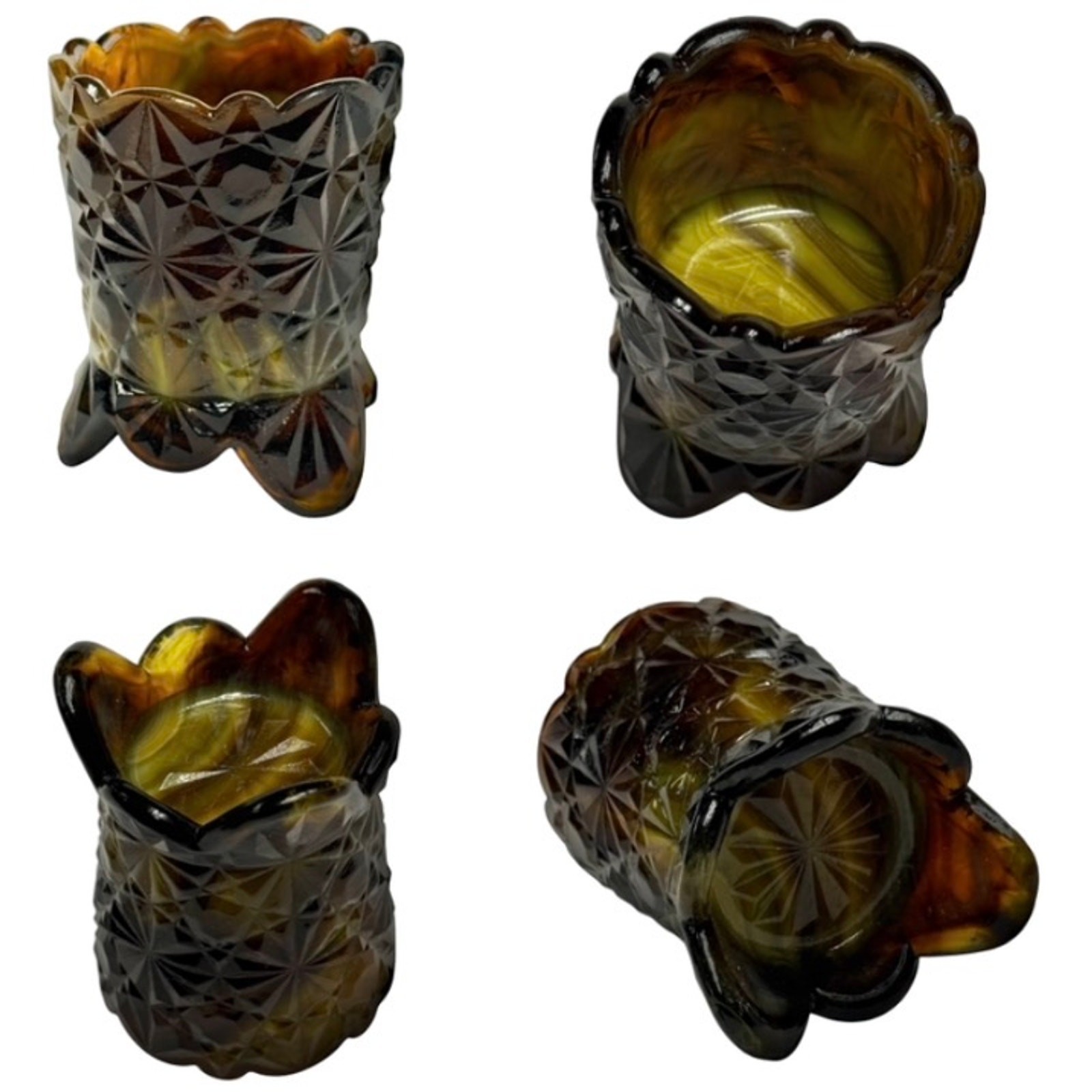 Boyd Glass Daisy Button Toothpick Holder 1999 Autumn Harvest GLOWS OOAK B1817