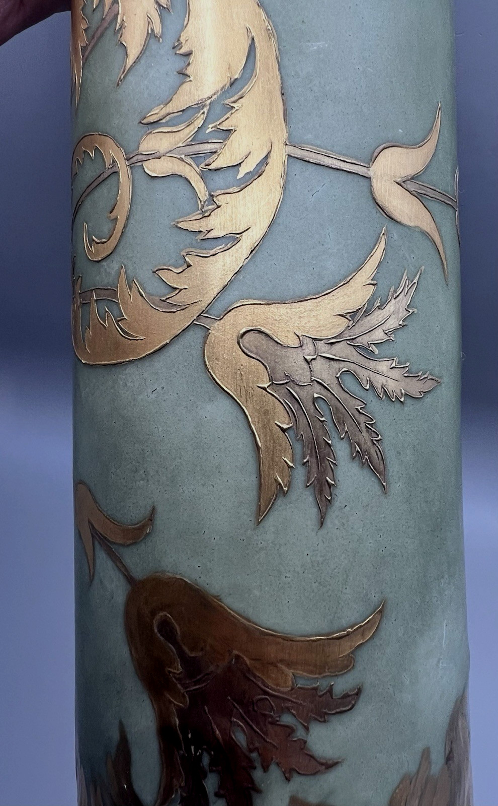 Antique Austrian Art Nouveau Porcelain Pitcher flowing natural forms gilded flor