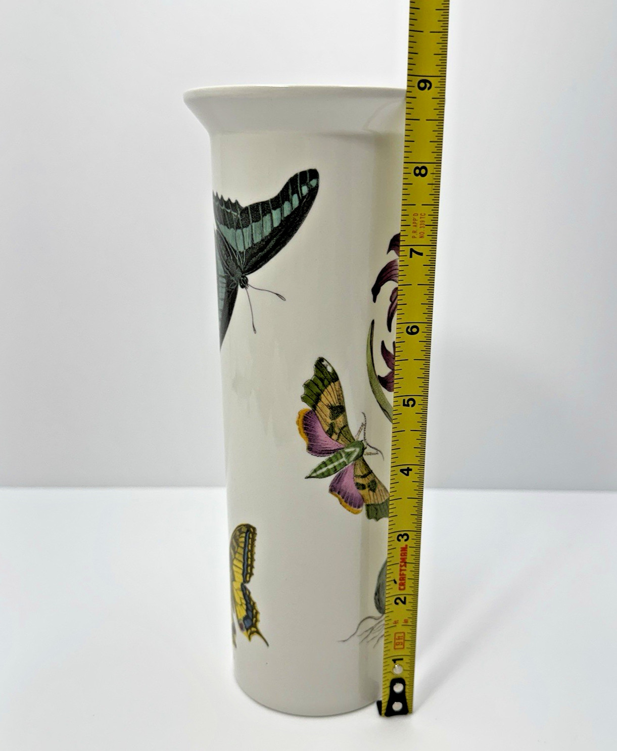 VTG Portmeirion Botanic Garden 9” Cylinder Vase AMARYLLIS Flower Moth Butterfly