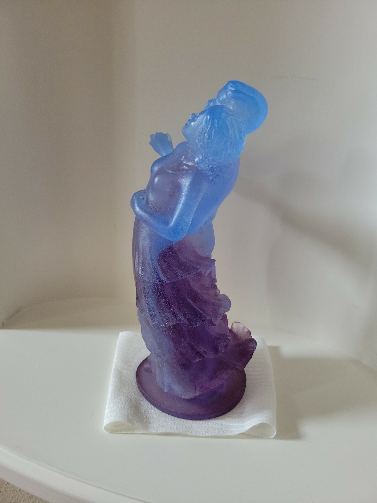 DAUM LE DANCERS CRYSTAL SCULPTURE PATE DE VERRE 9″ TALL SIGNED W/Box