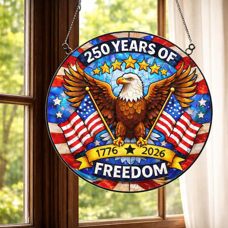 American Freedom Patriotic Suncatcher Glass