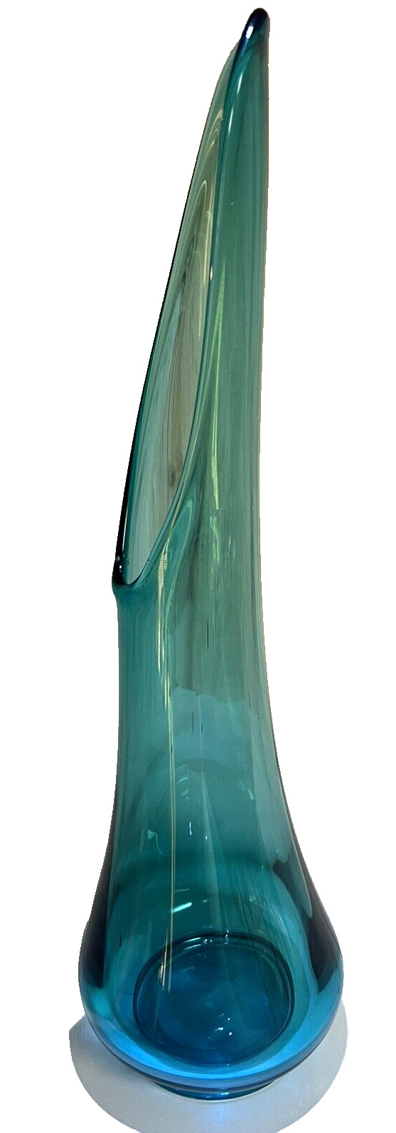 Vintage MCM LE Smith 18” Peacock Blue Fat Bottom Smoothie Swung Vase