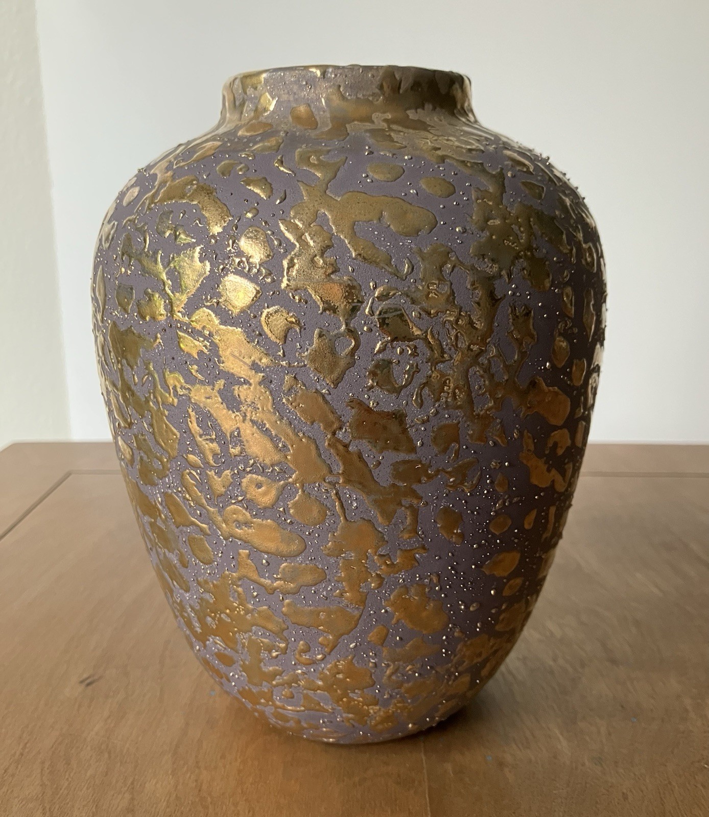 Vintage Weeping Gold Glaze Vase Retro Mid Century Modern Arnels Droplets Nice