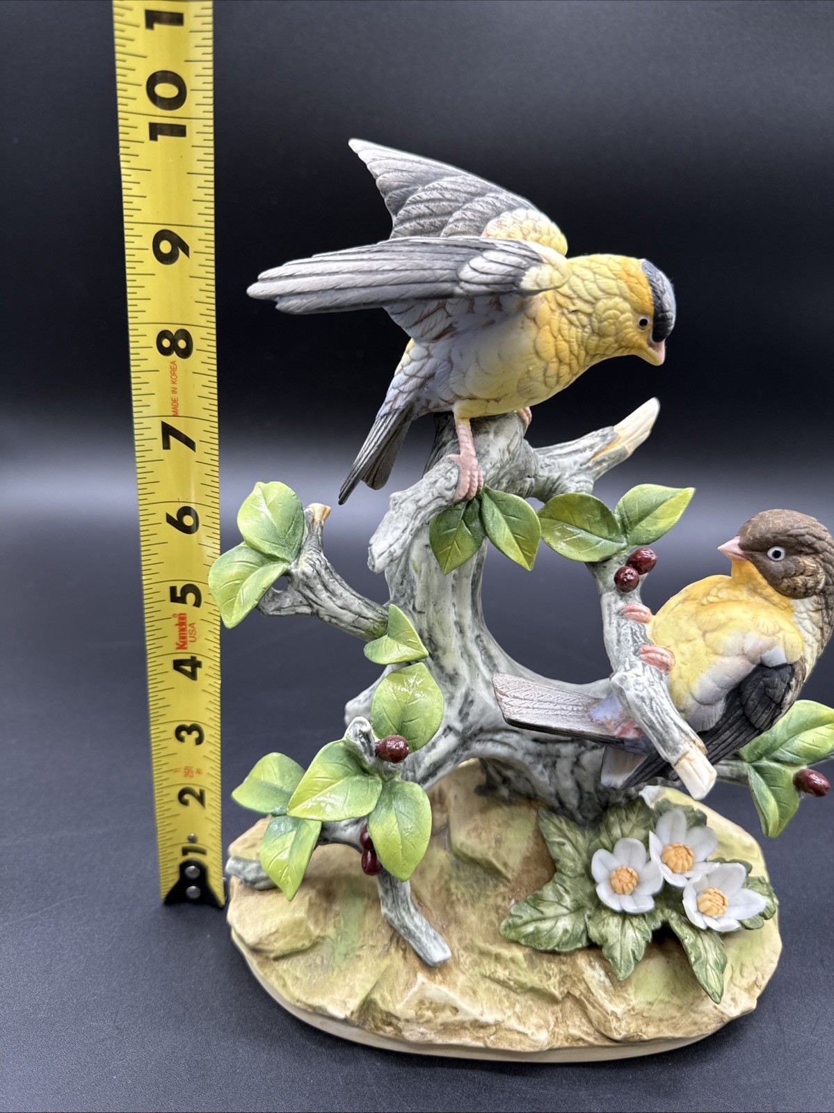 Andrea by Sadek Goldfinch porcelain bird figurine, hand painted, 11 in