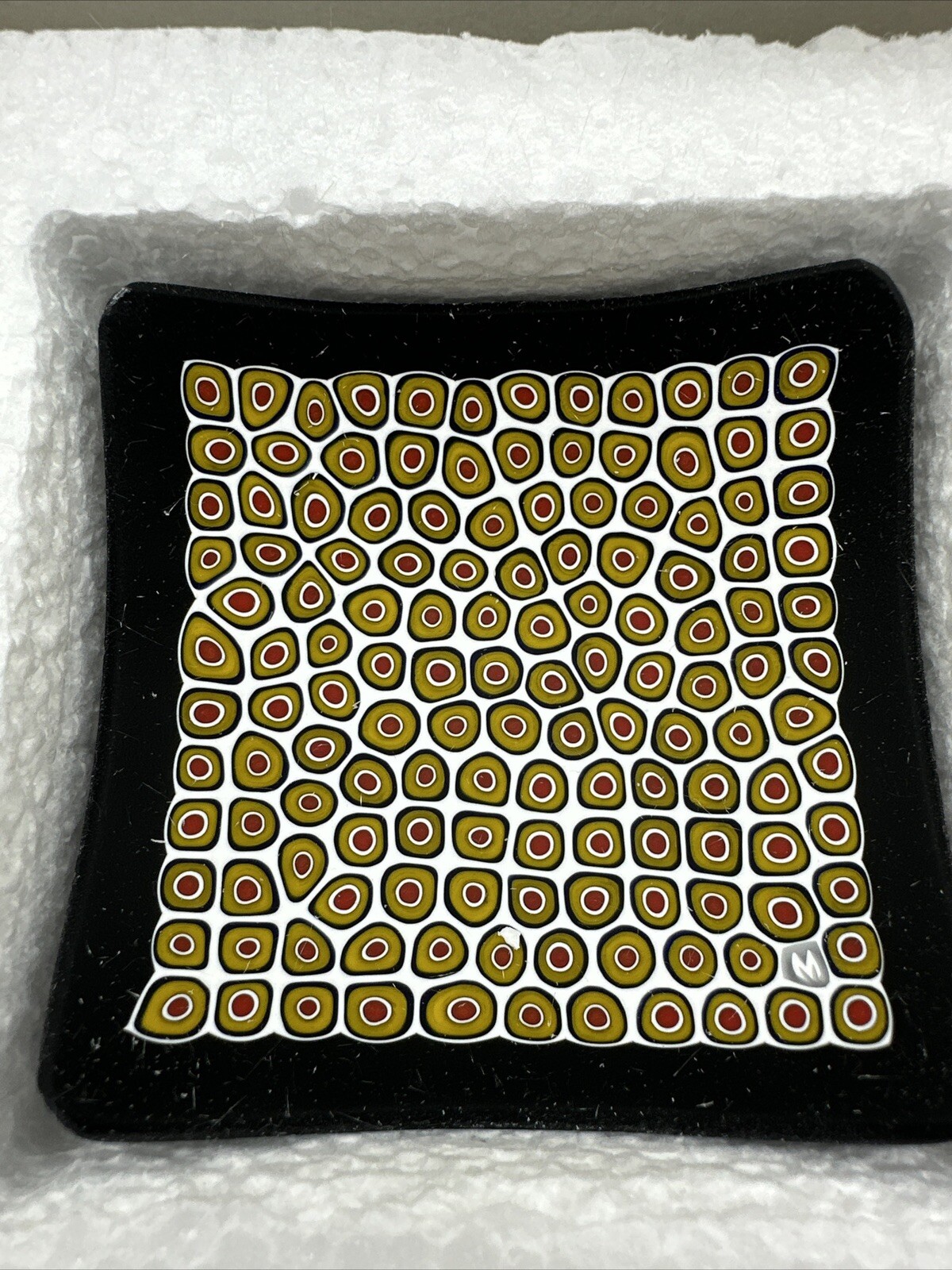 Murano Glass 3×3 Trinket Dish Italy Art Glass Color 024 w Certificate NM4