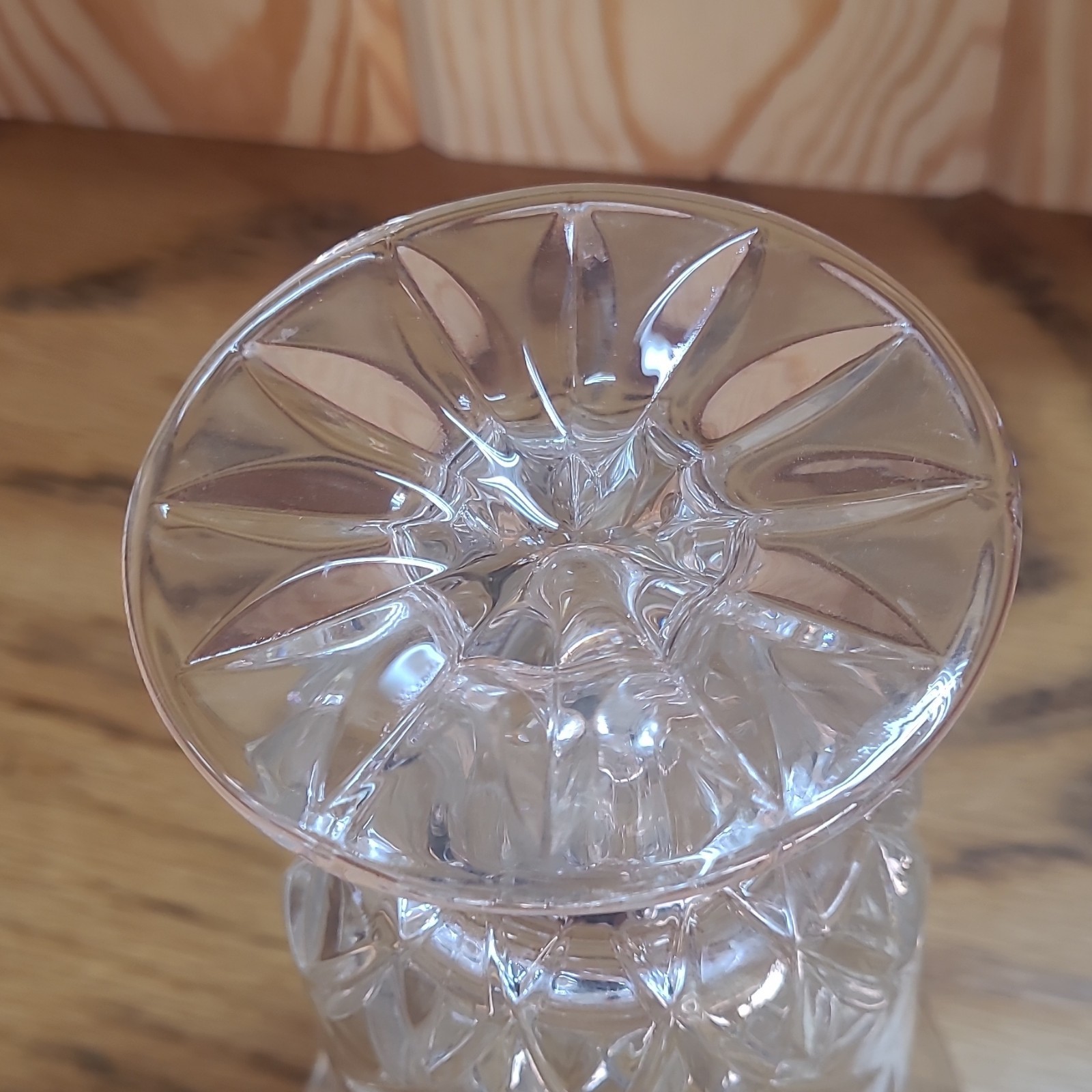 Unmarked Clear Cut Glass Vase Decorative Flared Rim Clear Glass