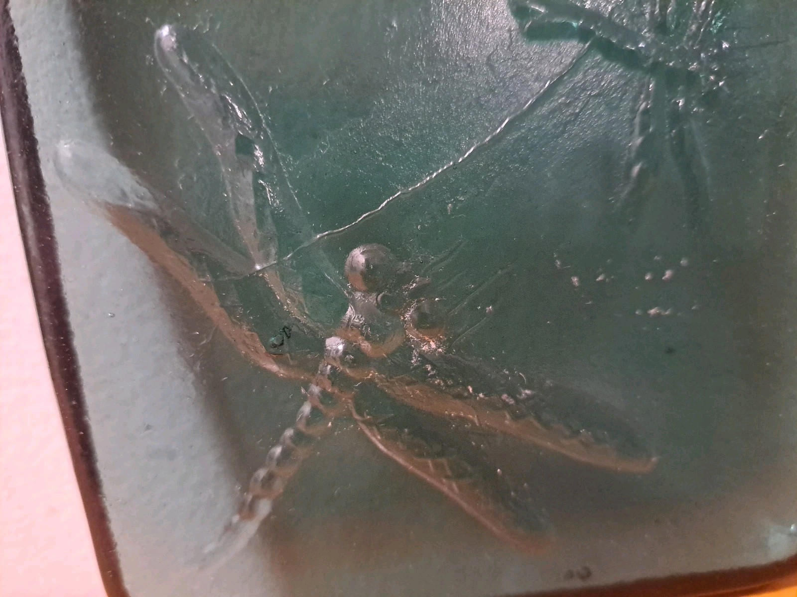 Dragonfly Candle Holder Blue Green Glass Tile Square 4.5×4.5 inches