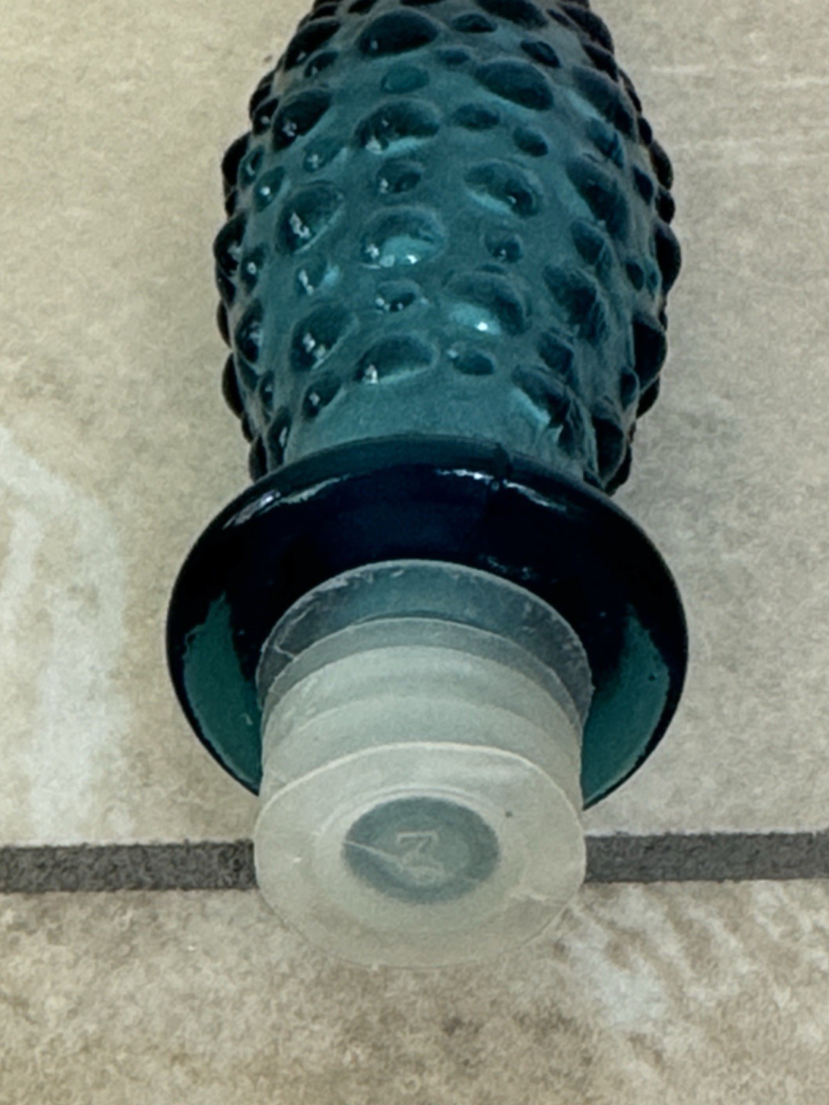 Empoli Blue Teal Hobnail Glass Bottle Stopper 7.5” tall