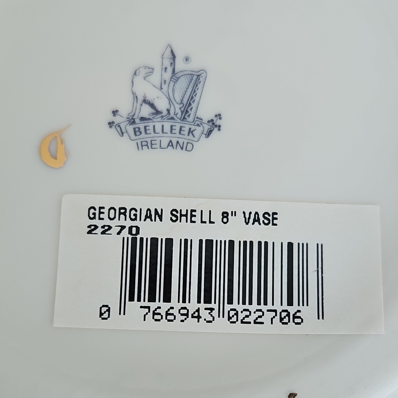 Belleek Georgian Shell Porcelain Vase 8 in White Pink Accent MPN 2270