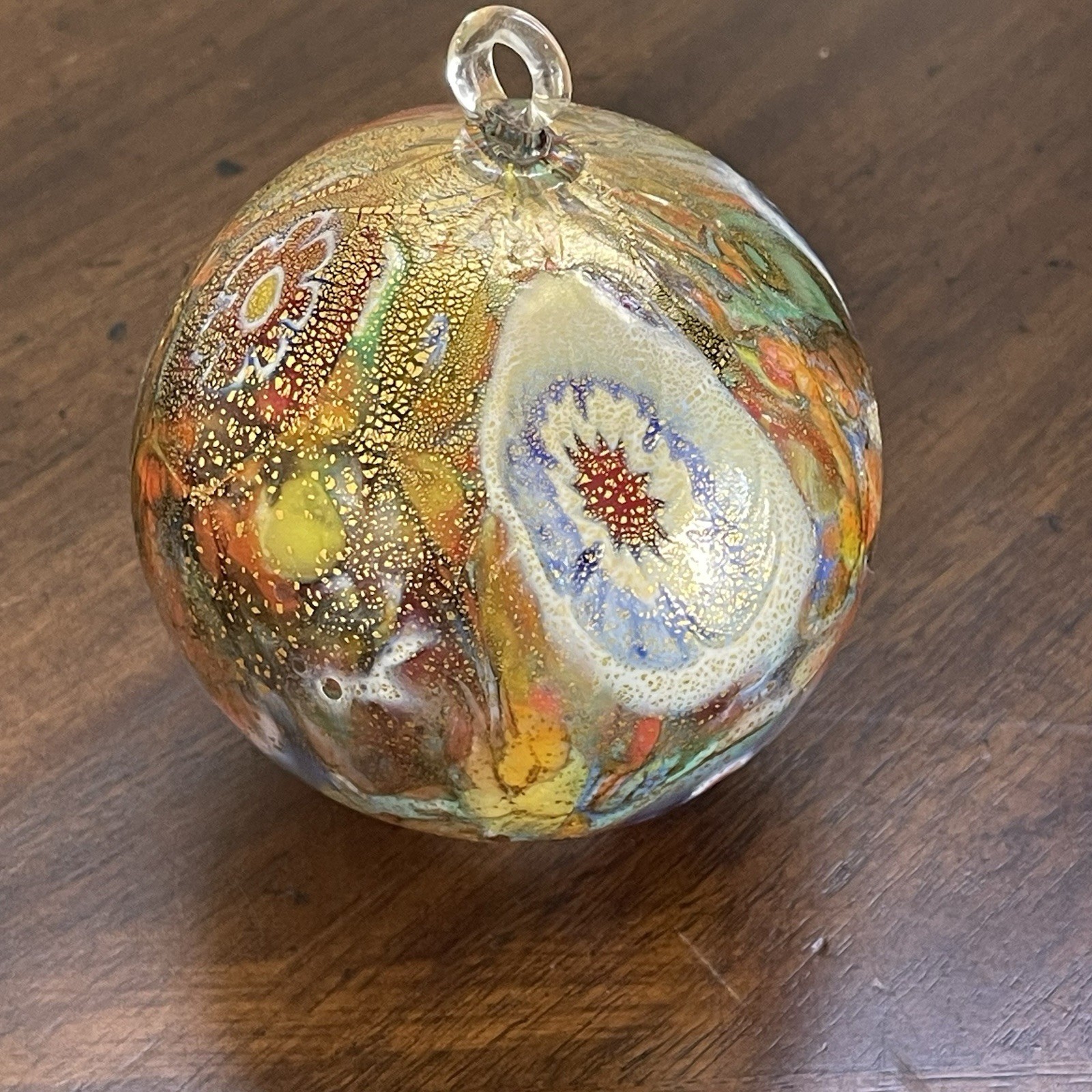 Hand Blown Glass Millefiori Design 3 Inch Ornament