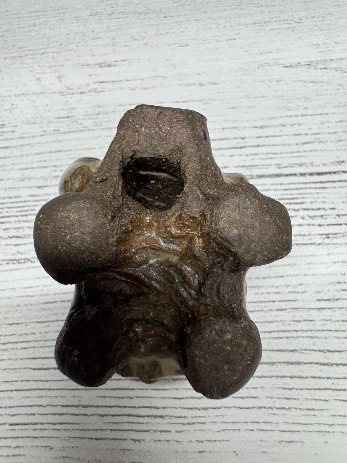 Vintage MCM Ceramic Animal Figurine Mottled Brown Green Studio Pottery