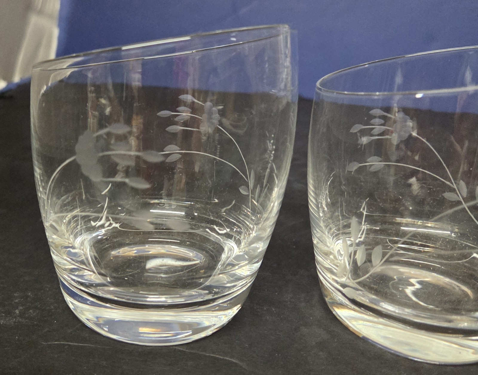 Princess House Heritage 4pc Set Crystal Candle Votive Holders #6311 Slanted Top