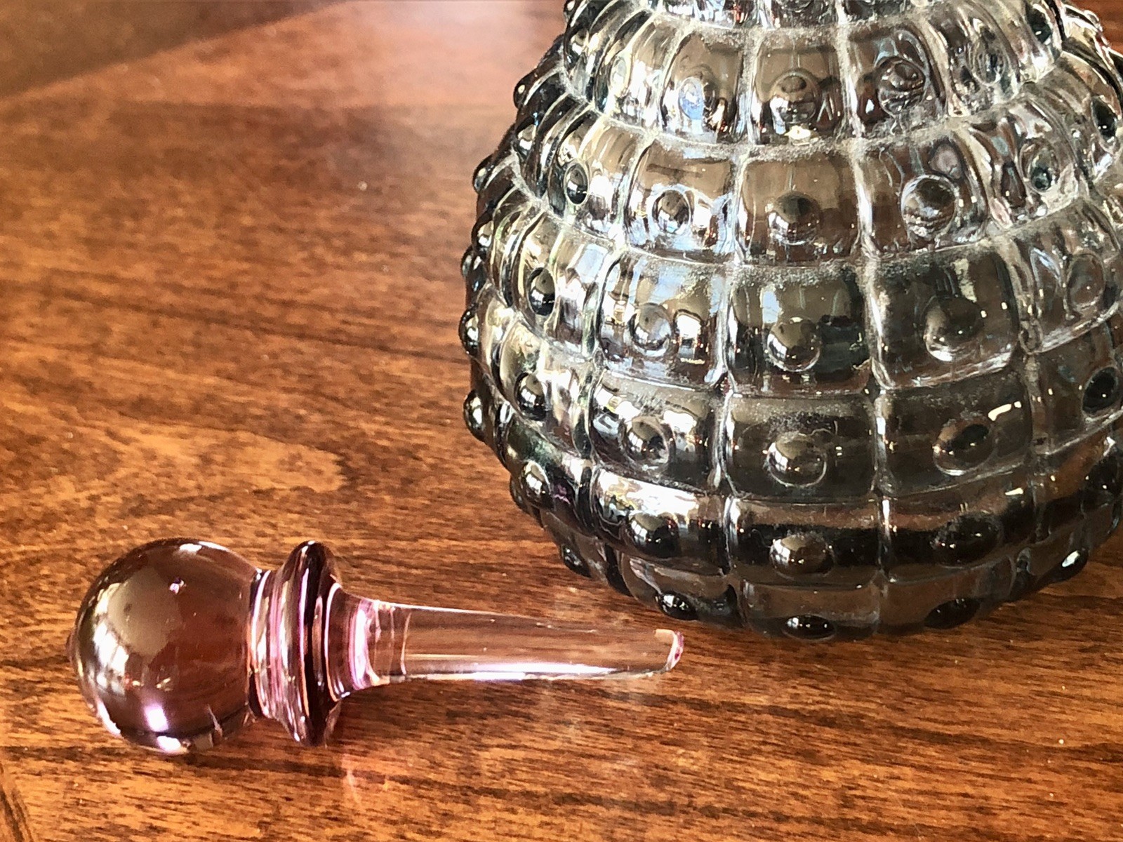 Vintage Art Glass Textured Perfume Bottle With Stopper ~ Display ~ Decorative