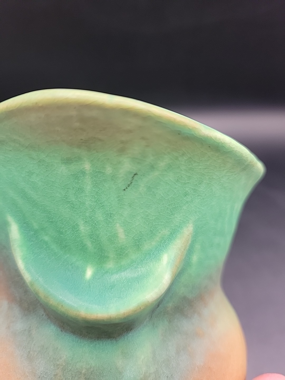 Weller Elberta Pattern Vase Circa 1930s (Matte Green and Orange Glaze)