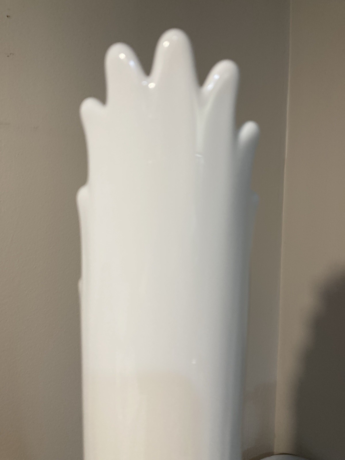 Vintage Mid Century Swung Hobnail Marked Fenton White Milk Glass Vase 16 Tall