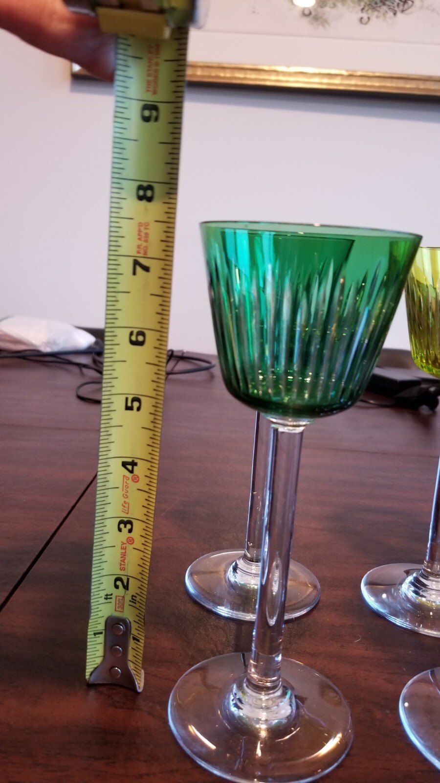set of 6 BACCARAT France ORLEANS (CUT) colored wine glasses MINT 7 1/2 in high