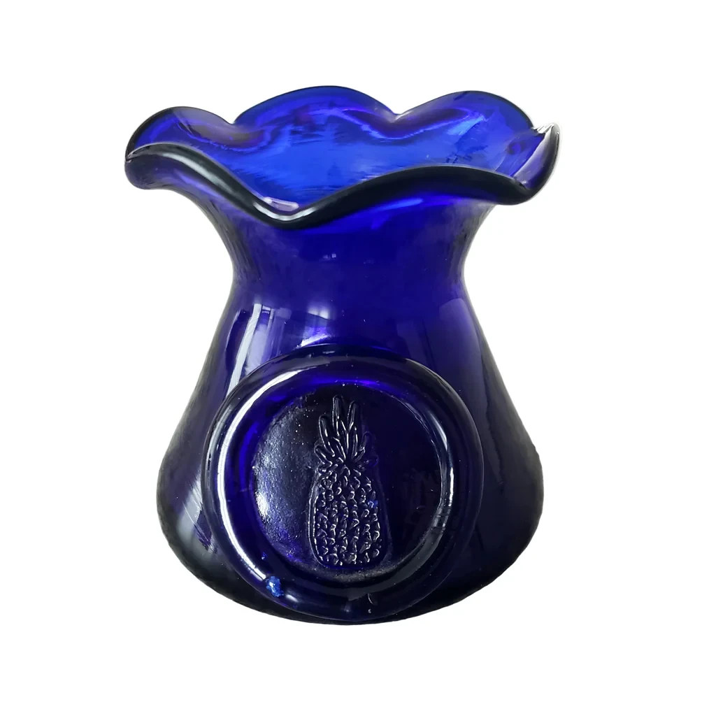Vintage Hand Blown Cobalt Blue Art Glass Vase Pineapple 3 inch by JW Shelton