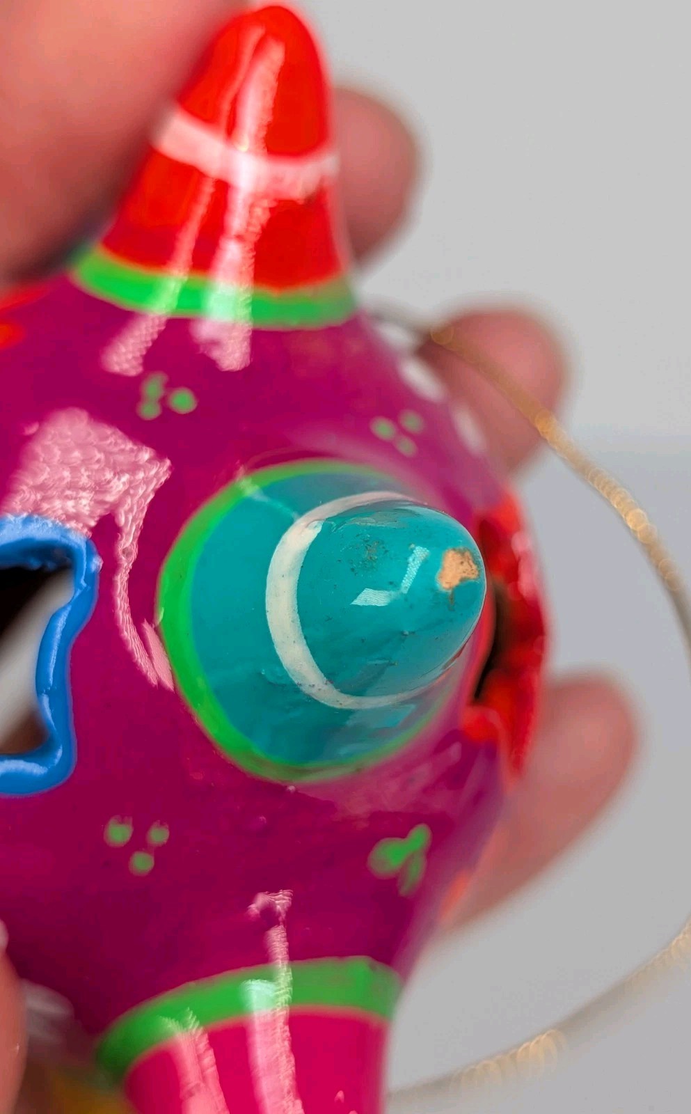 Mexican Handpainted Clay Terra Cotta Multicolored Pinata Star Ornament