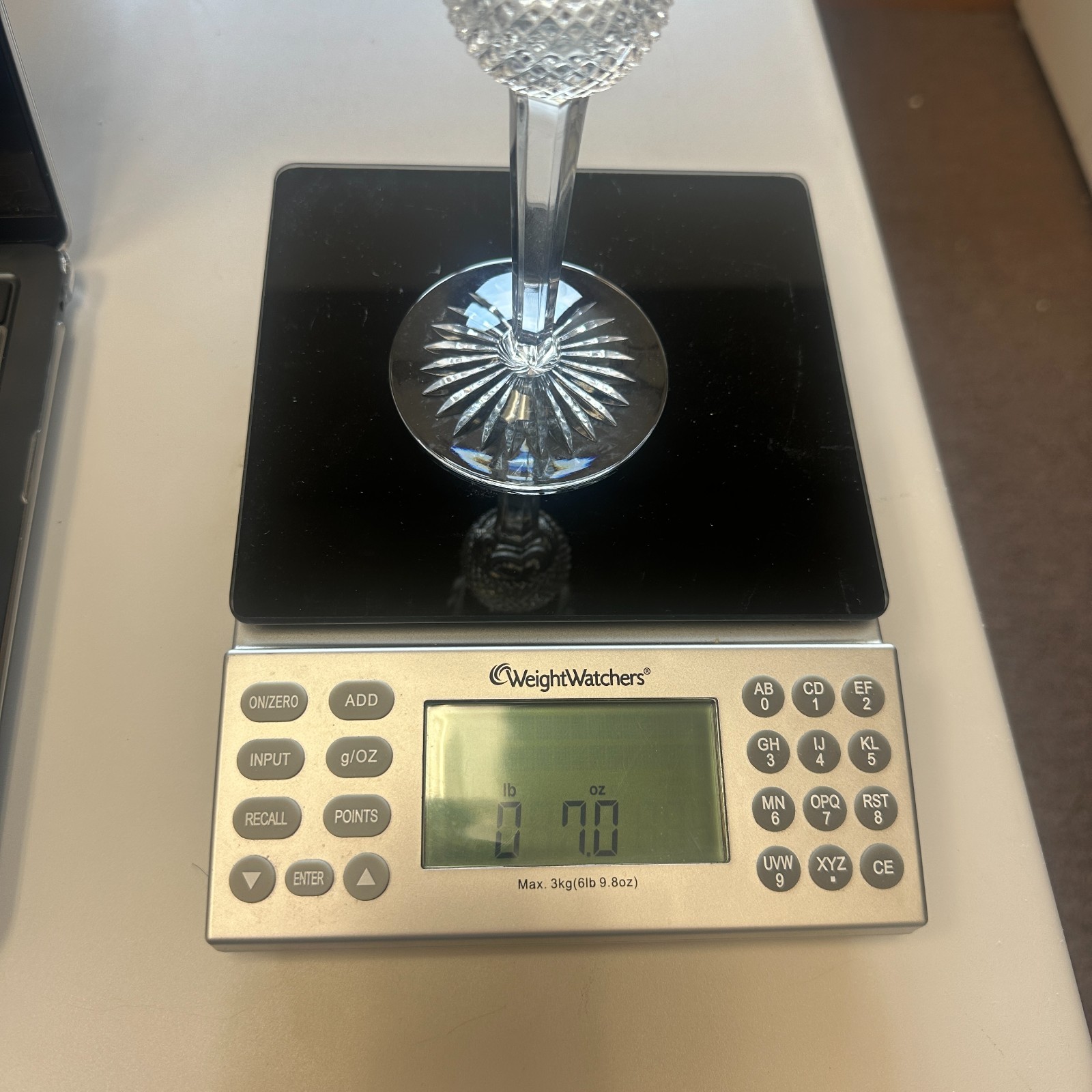 Edinburgh Thistle Unsigned Crystal Single Light Candlestick 6.5″ T 2.25″ W