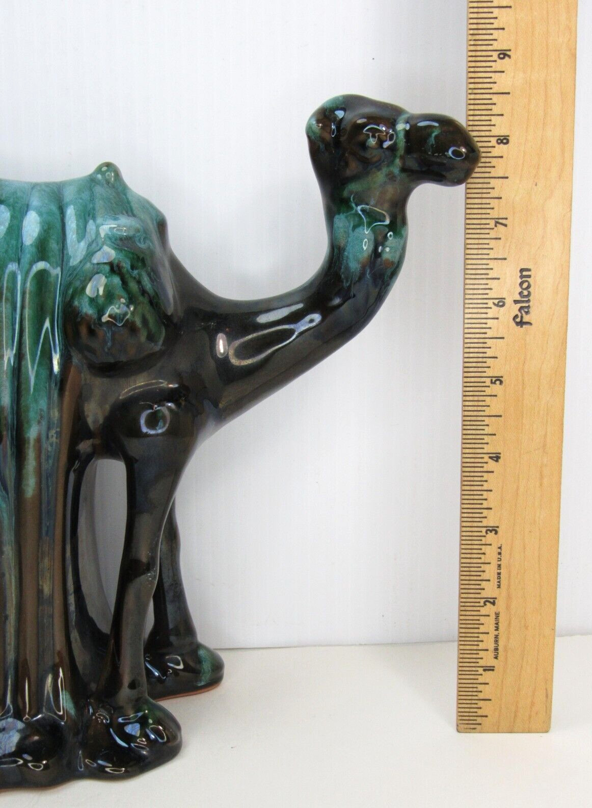Vtg RARE Standing Camel Figurine Blue Mountain Pottery BMP Canada Green Glaze