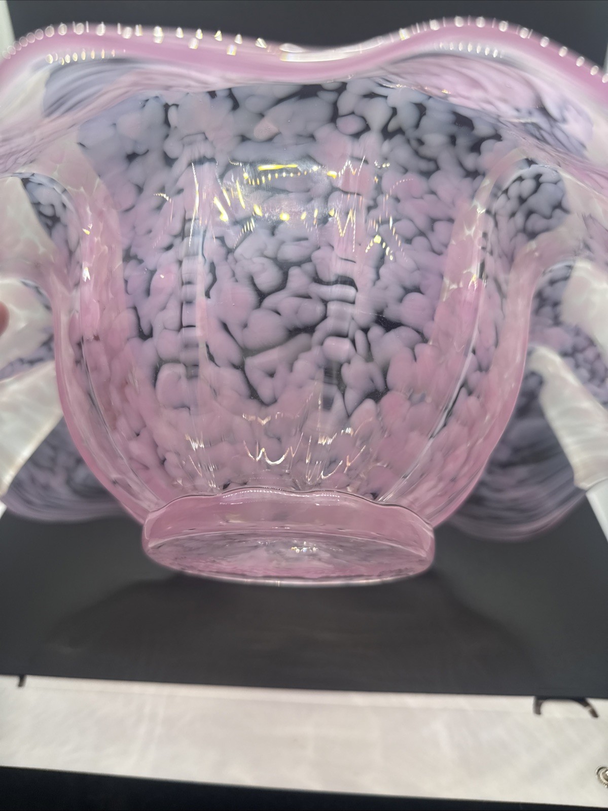 Corning Museum Of Glass Pink Swirl Centerpiece Art Glass Bowl