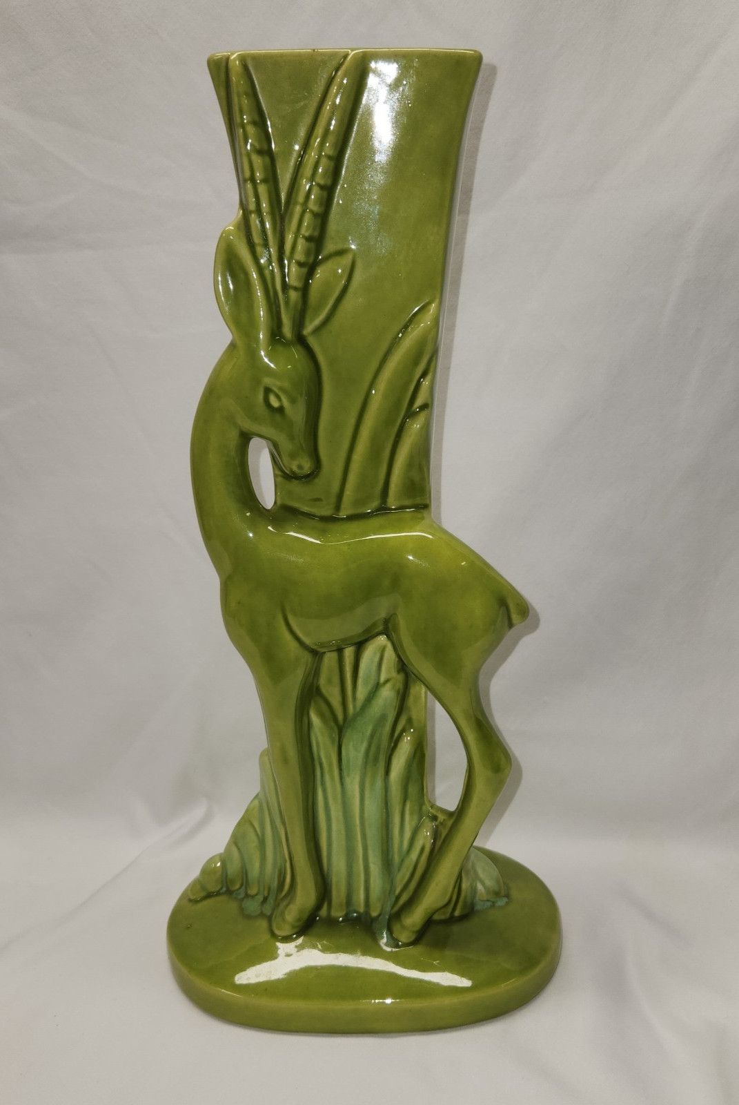 Mid-Century Modern, ROYAL HAEGER, Pair of 14.5″ Chartreuse Gazelle Vases #R706