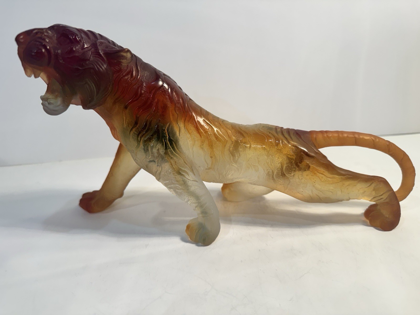 Daum Pate De Verre 11.5” Roaring Bengal Tiger Amber Perfect Retail $3,480