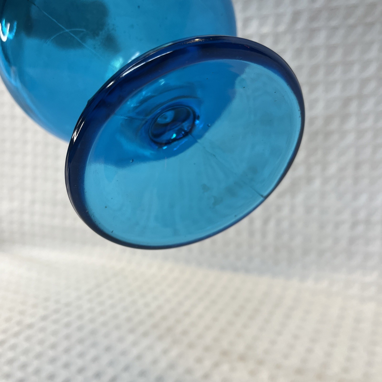 Vtg MCM Art Footed Glass Smooth Swung Vase Blue 17.5″ Tall