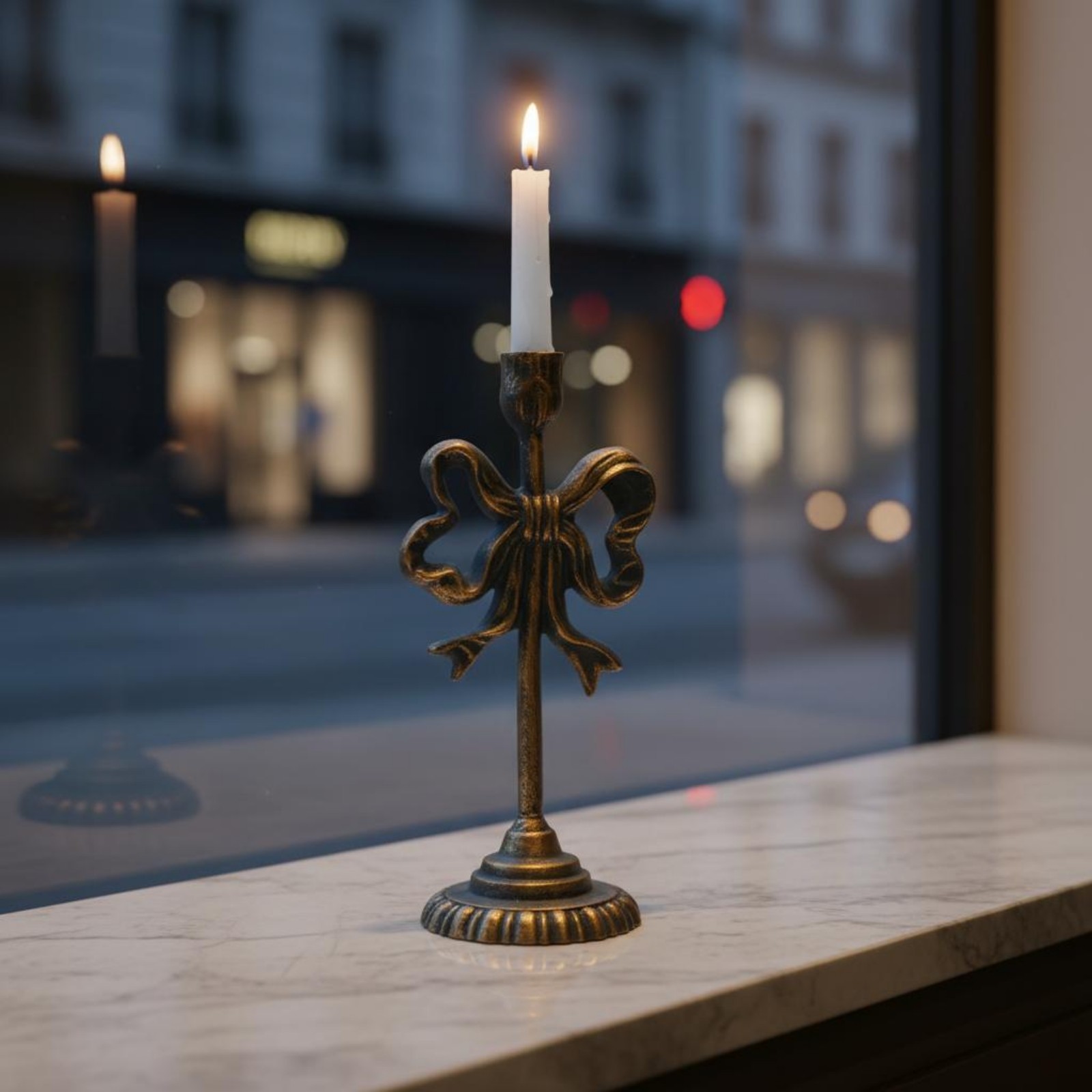 Arch-Shaped Candle Holder Fluted Base Wrought Iron Candle Holder Tall Slender