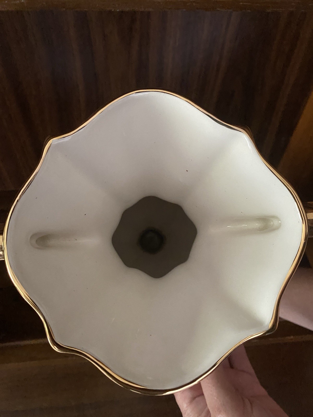 Icos Hand Painted Ceramic Floral Vase White/Gold Glossy, Made in Italy