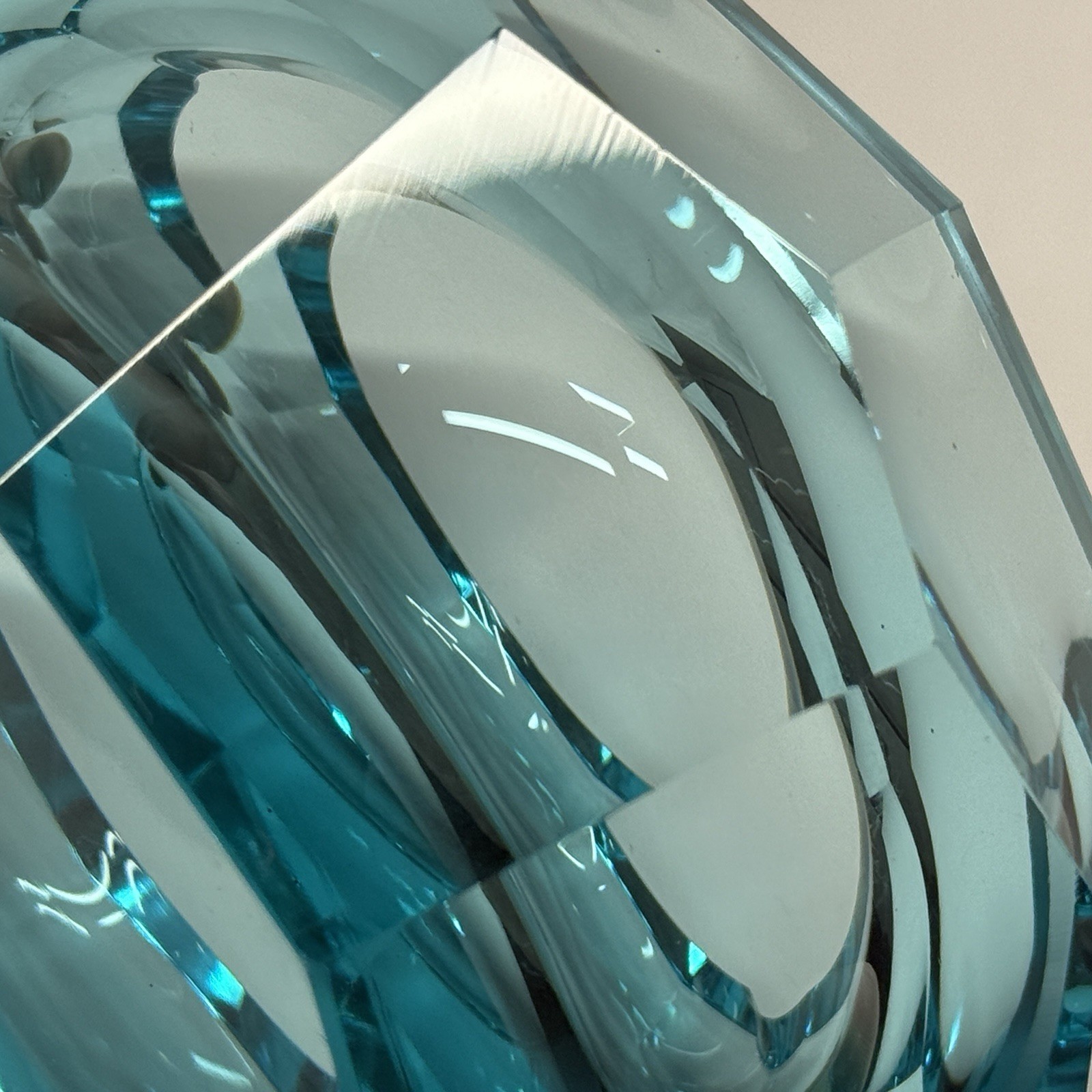 Uranium Turquoise Moser Gem Style Glass Ashtray w/ Imperfections