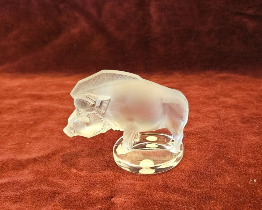 Lalique Art Deco Frosted Glass Sanglier (Wild Boar) Car Mascot