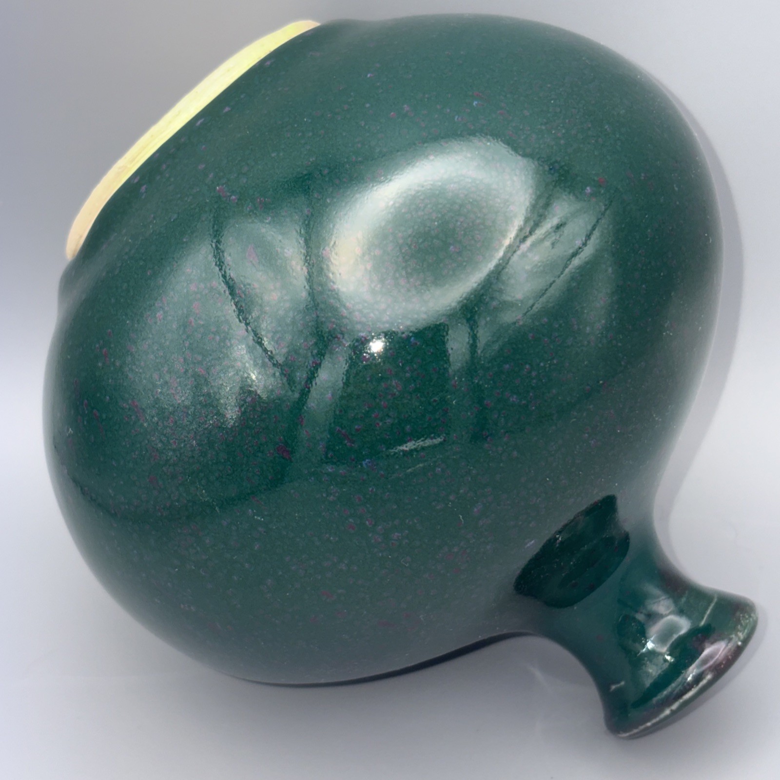 Suzanne Kent Signed SK Studio Art Pottery Bulbous Bud Vase Teal Purple Glaze 5″