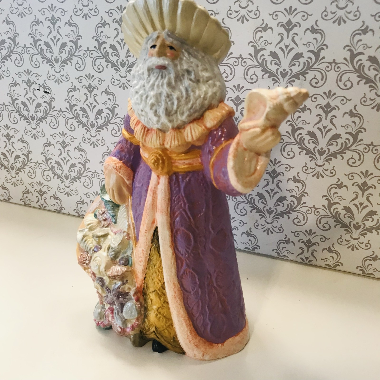 Gare Ceramic Mold Nautical Sea Shell Santa Claus Figurine 9 Inch