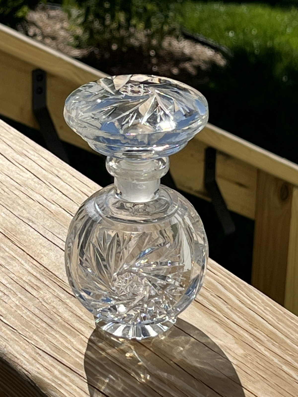 AMERICAN BRILLIANT PERIOD ABP Cut Glass Cologne Perfume Bottle Hobstar Starburst