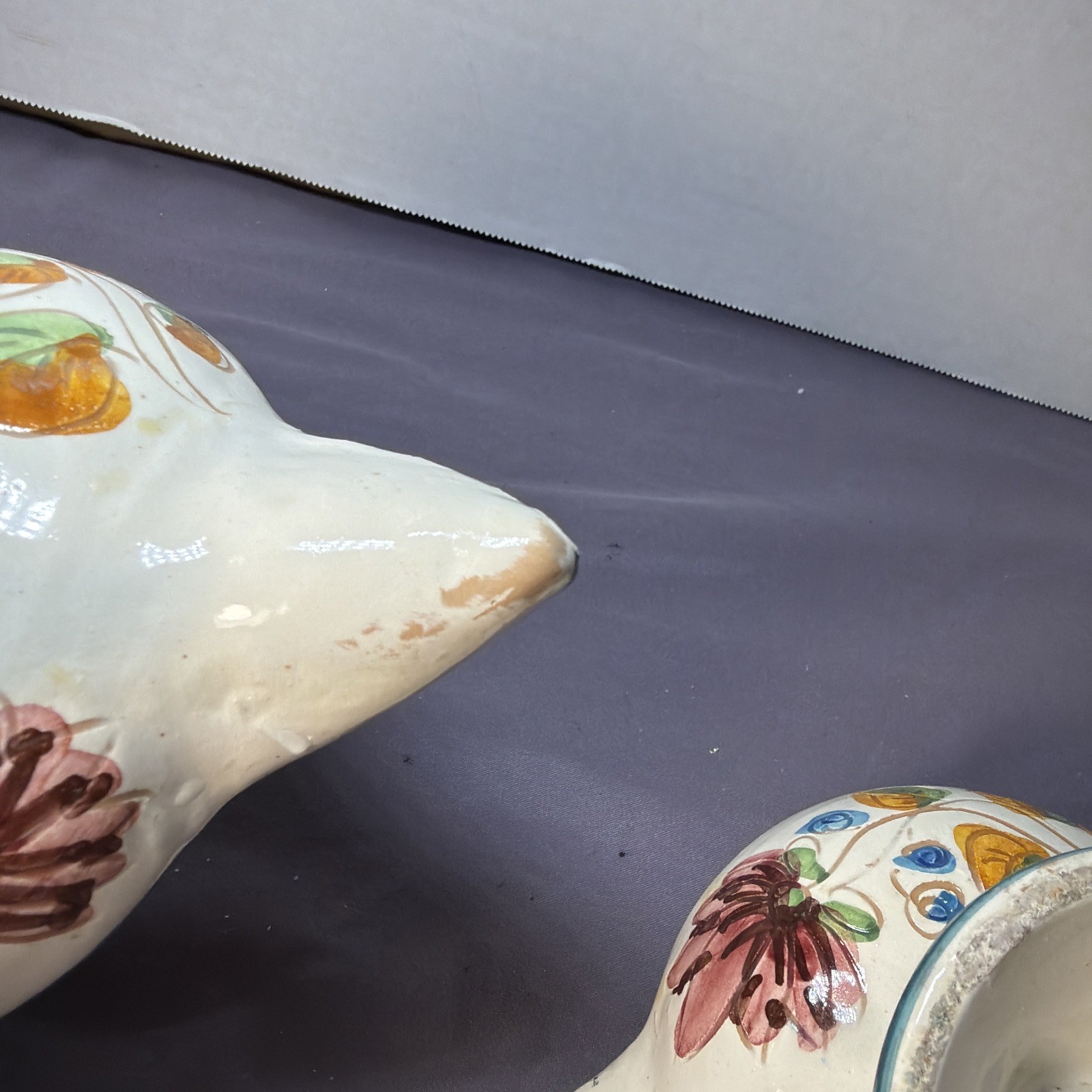 Vintage Aladdin Lamp Candle Holder Handpainted Italy Pottery Set Of 2