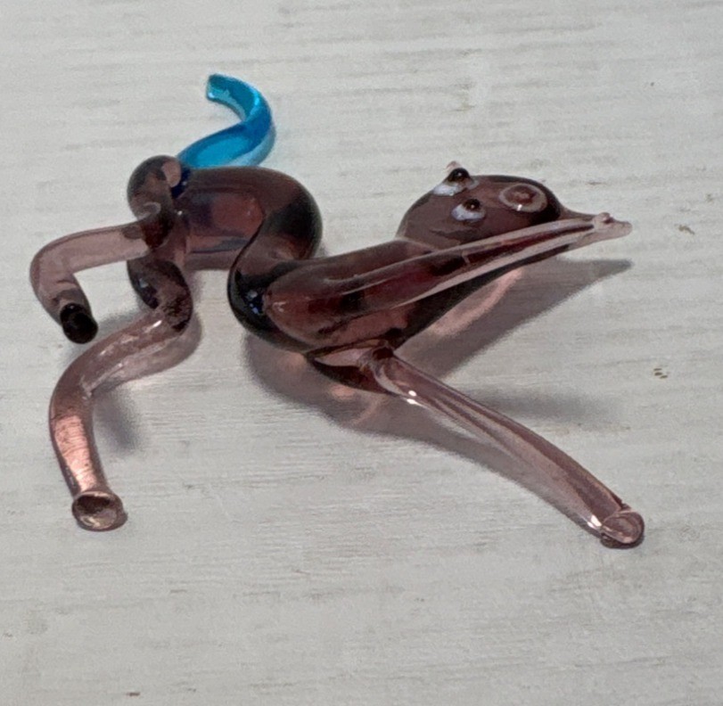 Blown Glass Cat Figurine 2.5″ Handcrafted Cat Lovers Unique 2.5″ READ
