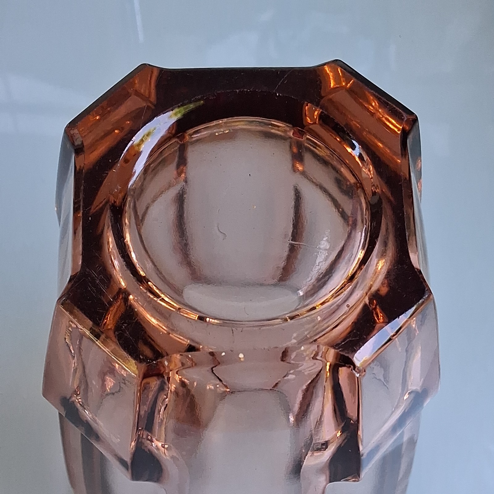 MCM Deco Czech Glass Vase by Rudolf Schroter for Rudolfova Hut 1958 Peach