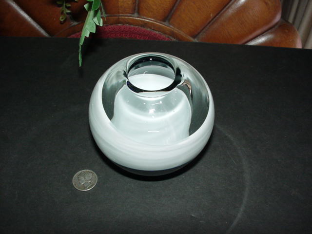 Vintage BOHEMIA CRYSTAL – blue and white – bud vase PAPERWEIGHT – Czechoslovakia