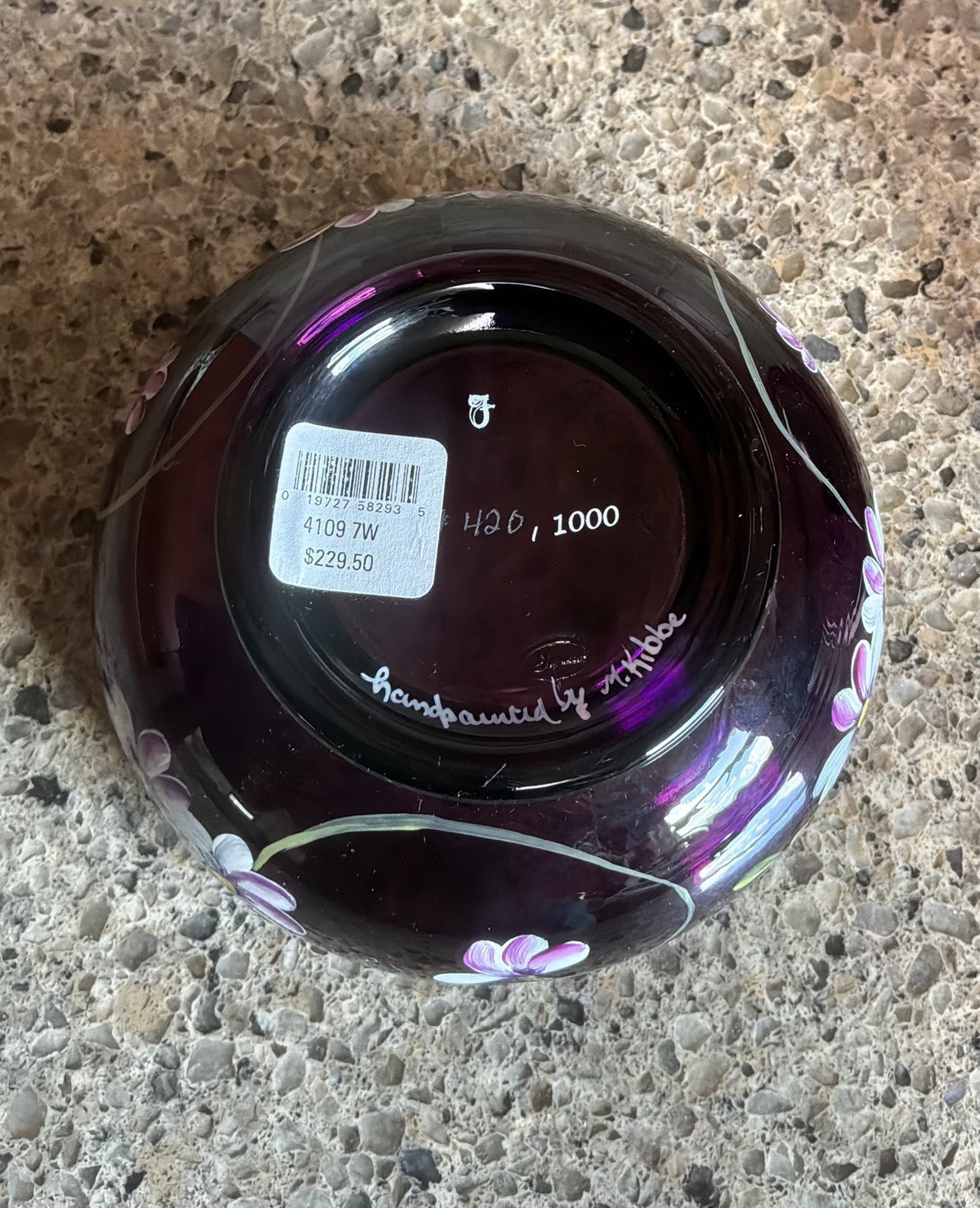 Fenton Vanity Set Amethyst Purple Flowers Powder Dish Perfume Bottle Tray READ