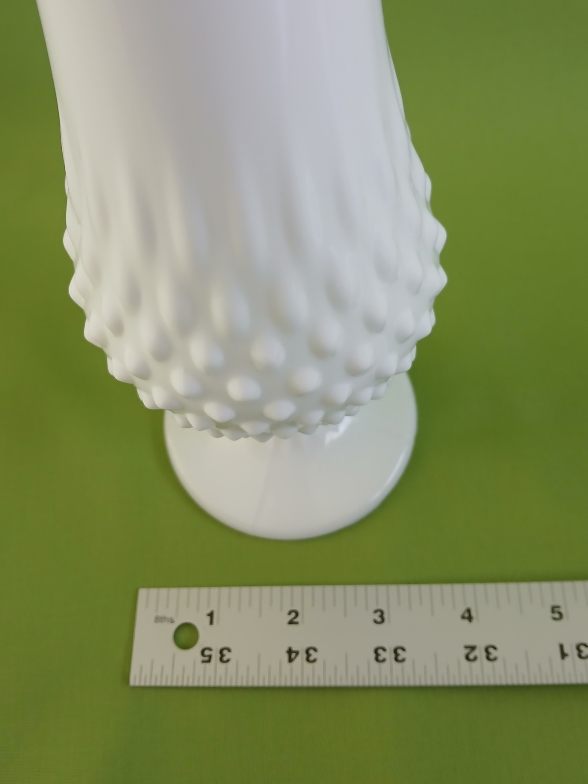 Vtg MCM Fenton Milk Glass 14″ Swung Hobnail Pedestal Vase Pristine Condition!