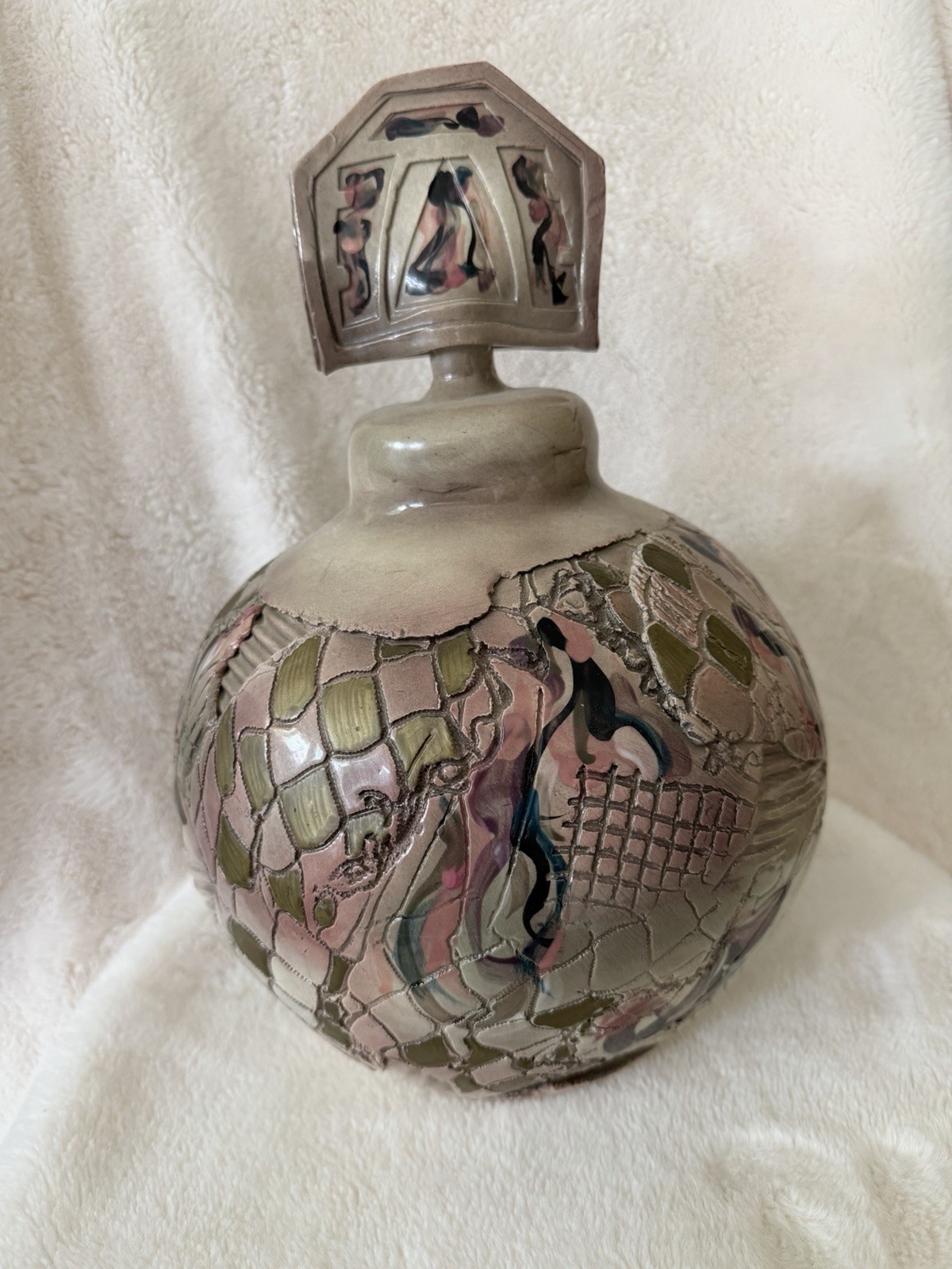 Gail Markiewicz Studio Art Pottery Patchwork Sculpture 12” H