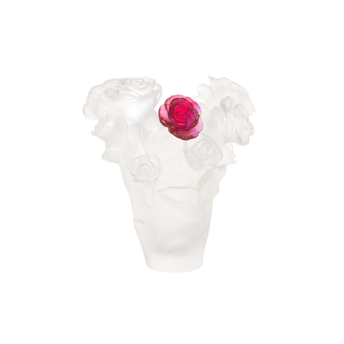 DAUM NUMBERED ED ROSE PASSION WHITE & PINK VASE SMALL #05287-6 BRAND NIB F/SH