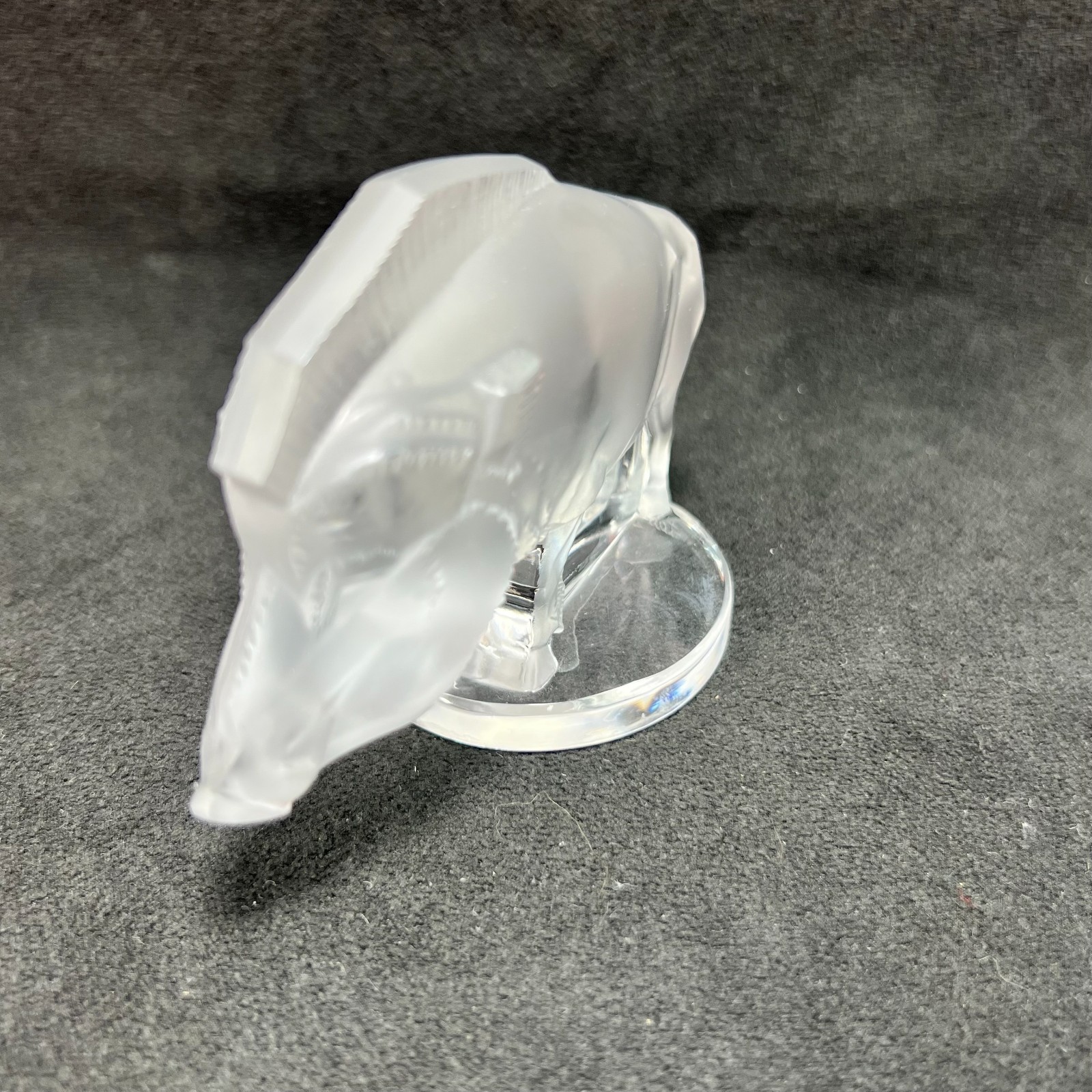 Signed Lalique Wild Boar Crystal Hood Ornament Mascot