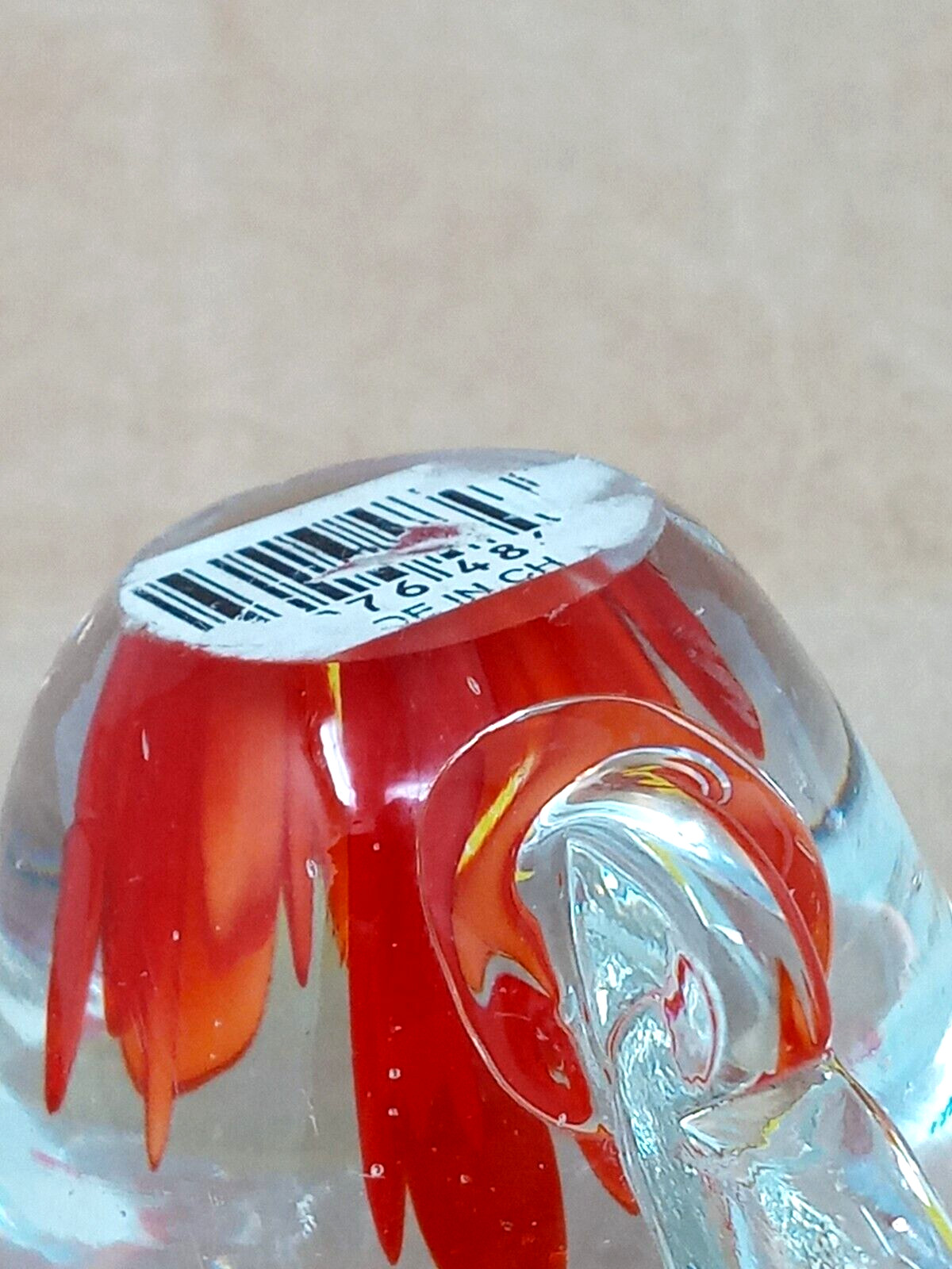 Butterfly & Orange Tuplips flowers Clear Glass Paperweight made in China