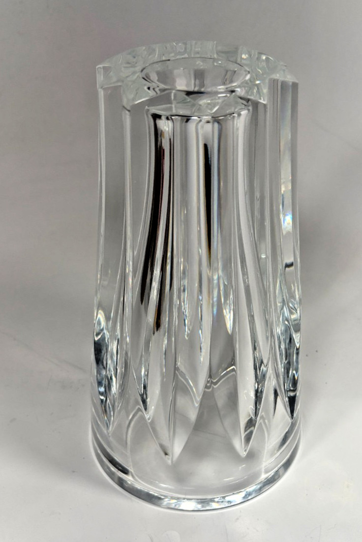 Baccarat Pauline Thick Crystal Tapered Vase 7.75″ x 5″ Made in France Signed