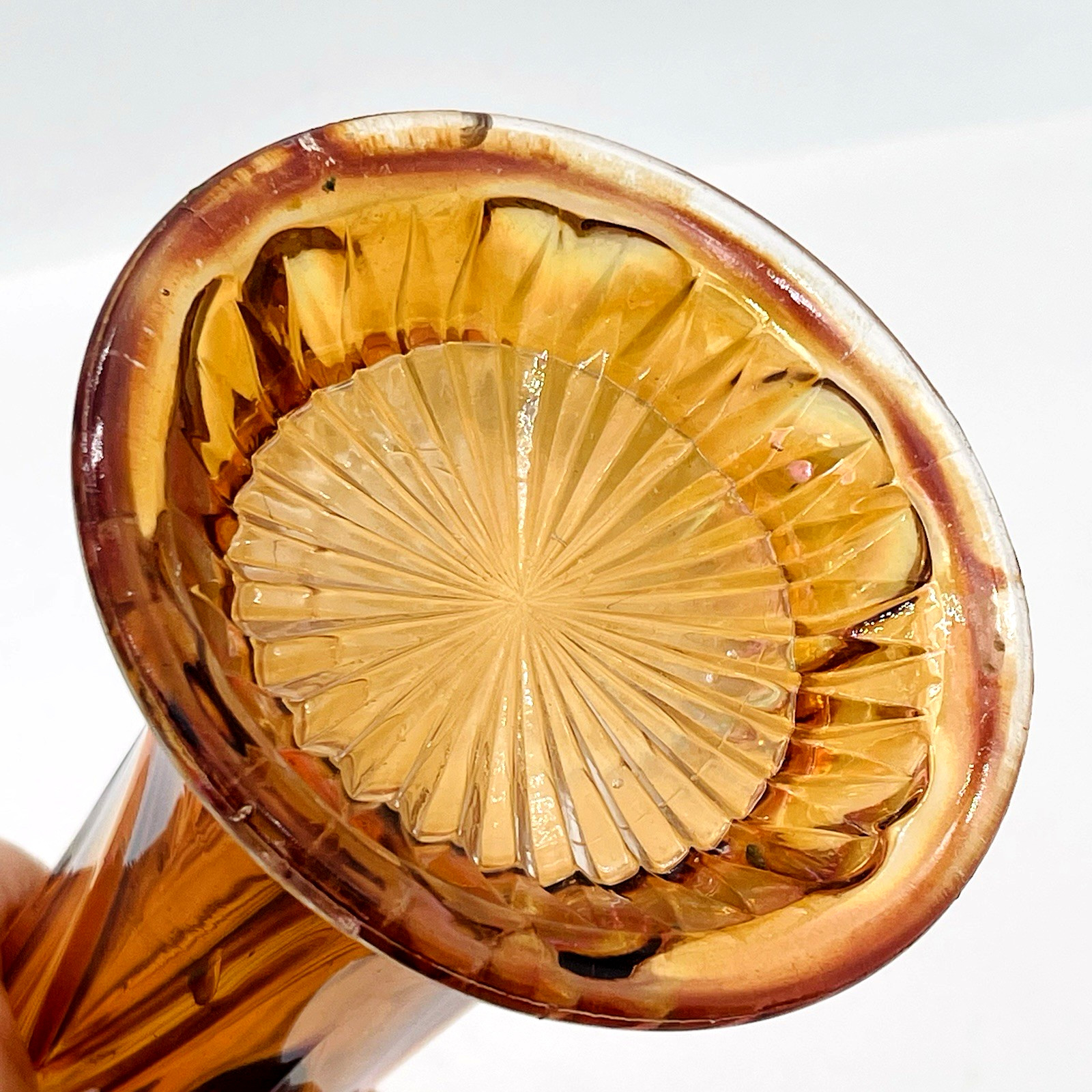 Vintage Imperial Glass Gothic Arches Marigold Orange Swung Vase 14.5″ RARE