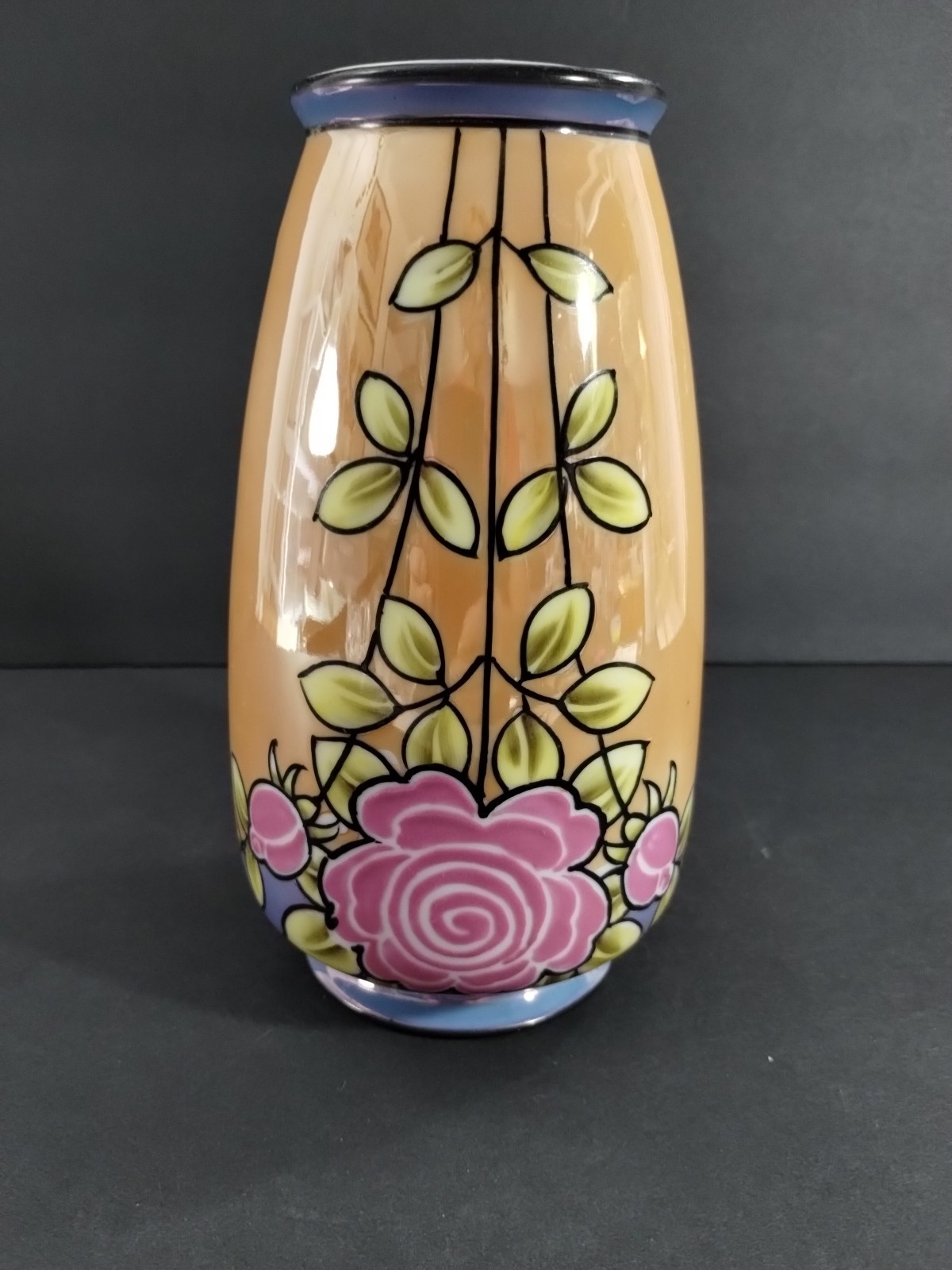 VTG~Japanese Porcelain Floral Vase~Tashiro Shoten Lusterware~7.5″~Vibrant~XLNT