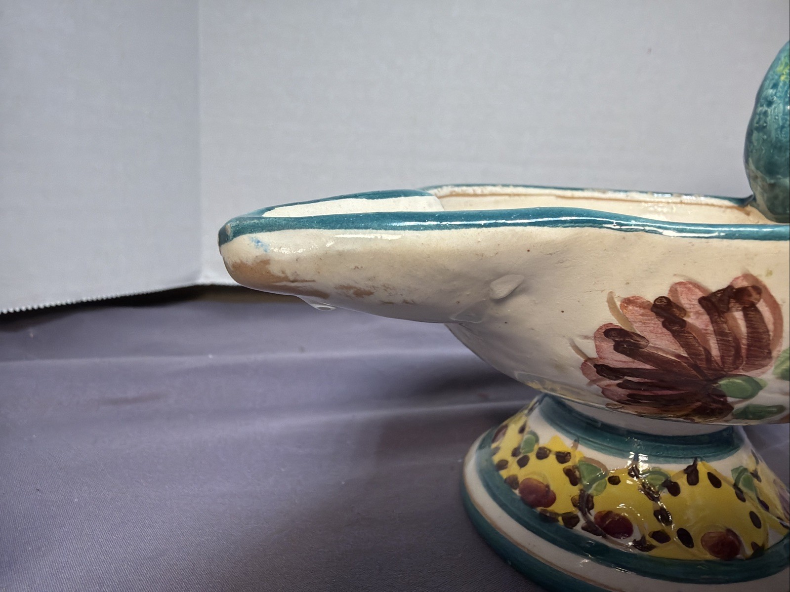 Vintage Aladdin Lamp Candle Holder Handpainted Italy Pottery Set Of 2