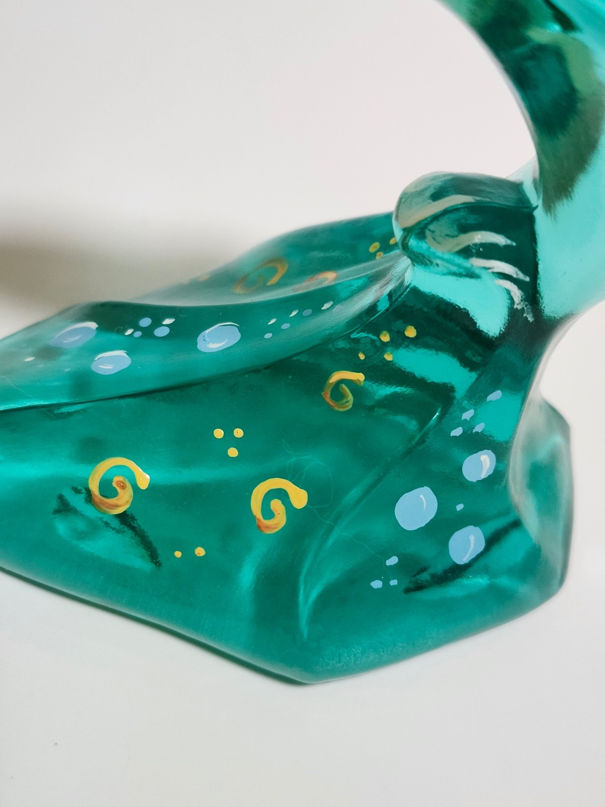 Fenton hand painted Robins egg blue dolphin
